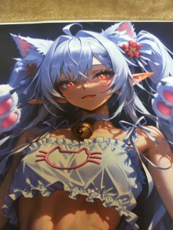 Photo2: High-Quality Canvas Print Cute Elf Ero Cat Cosplay Wall Art Poster (Frameless)